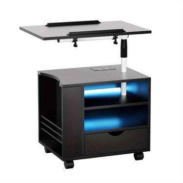 Bedside Table USB Charging with LED Adjustable Laptop Tray